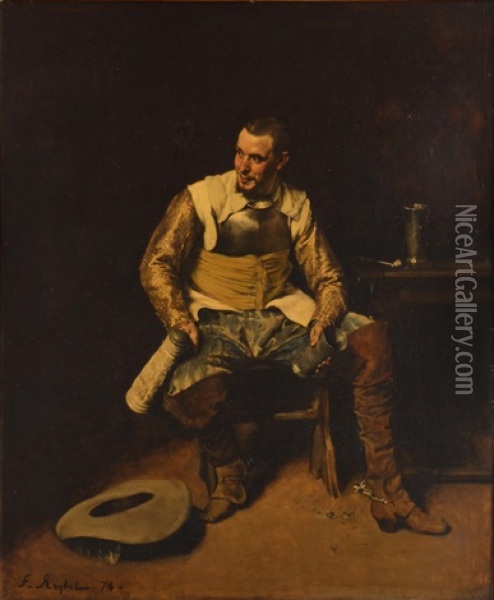 Buveur Attable Oil Painting - Ferdinand Victor Leon Roybet