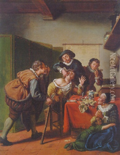 A Dentist's Surgery Oil Painting - Jan Josef Horemans the Elder