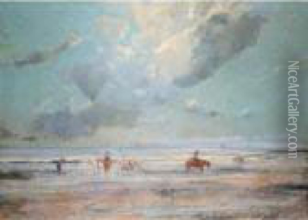 Playa De Pals, Gerona (the Beach At Pals, Gerona) Oil Painting - Eliseu Meifren i Roig