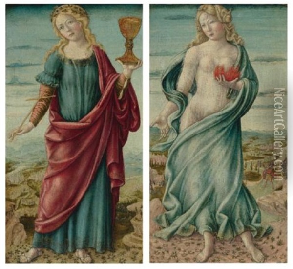 Faith; Charity (pair) Oil Painting - Andrea di Niccolo