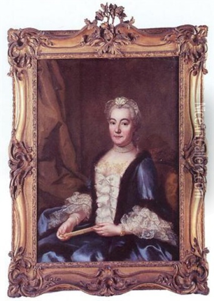 Portrait De Madame De Brosse, Fille De Monsieur Briasson, Echevin Lyonnais Oil Painting - Donat Nonotte