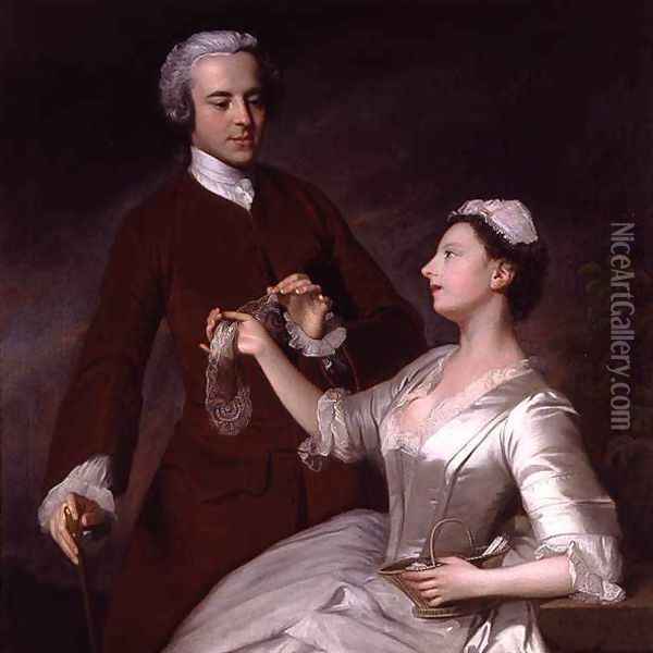 Portrait of Sir Edward and Lady Turner, 1740 Oil Painting - Allan Ramsay