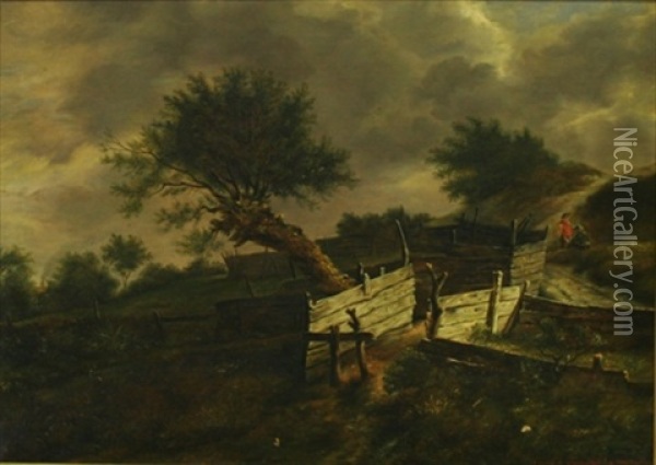 After Ruysdael Oil Painting - Irma Komlosy