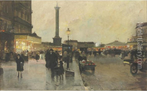 Place De La Bastille Oil Painting - Luigi Loir