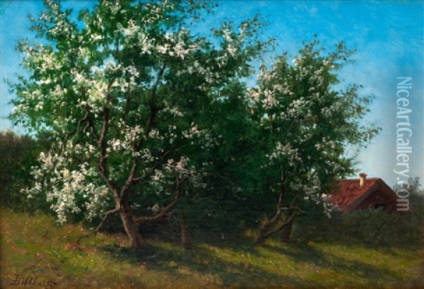 Fruit-tree In Bloom Oil Painting - Lars Theodor Billing