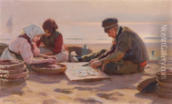Fischer Am Strand Oil Painting - Dionisio Baixeras y Verdaguer