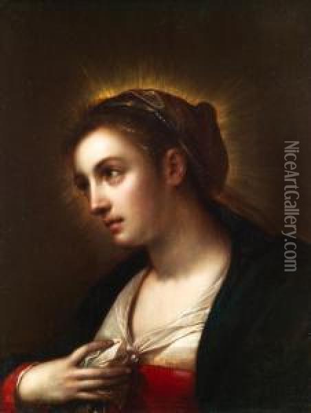 Kopfbildnis Einer Jungen Heiligen Mit Perle An Der Brust Oil Painting - Gortzius Geldorp