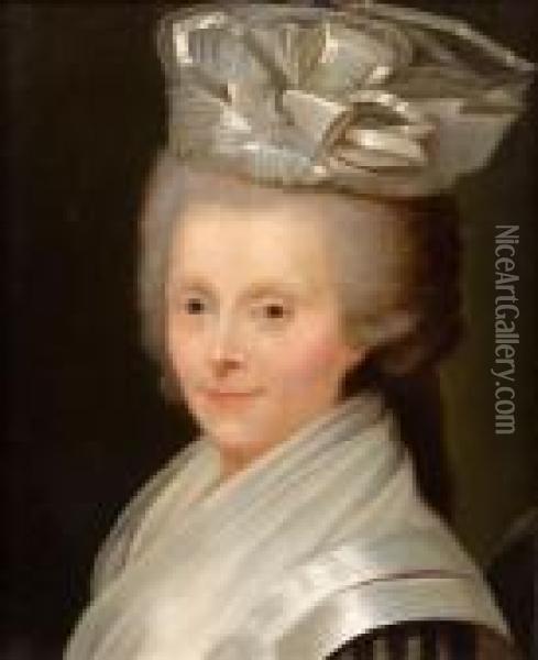 Portrait De Dame En Buste Oil Painting - Antoine Vestier