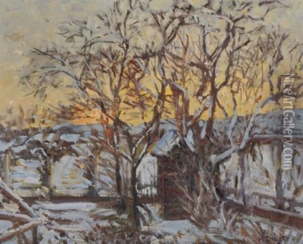 Abendstimmung Im Winter Oil Painting - Hermann Druck