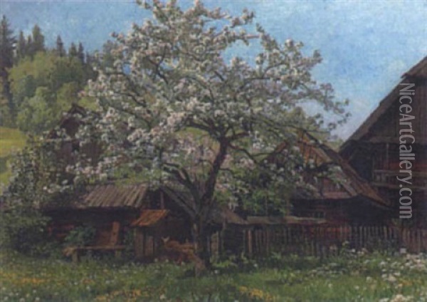 Sommertag Am Bauernhof Oil Painting - Georg Holub