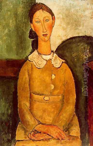 Girl in the yellow dress Oil Painting - Amedeo Modigliani
