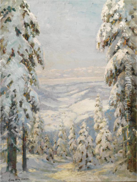 Winter Landscape Oil Painting - Otto Albert Koch