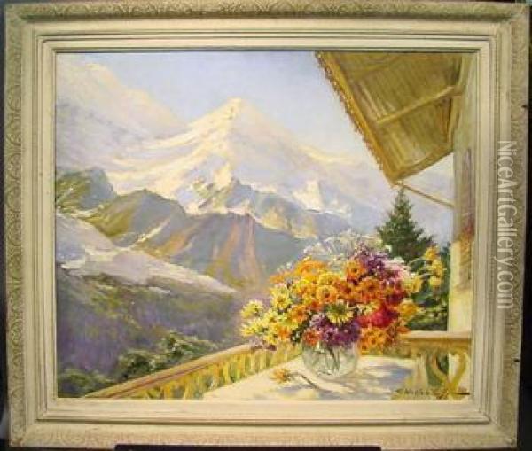 Alpine View Oil Painting - Constantin Alexandr. Westchiloff