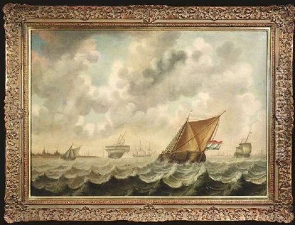 Schiffe Auf Bewegter See Oil Painting - Ludolf Backhuysen the Elder