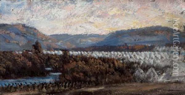 Three Works: Valcartier Camp; Triumphof World War I; And Near Grimsby Oil Painting - Homer Ransford Watson