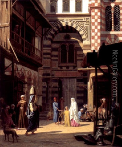 The Marketplace, Cairo Oil Painting - August Heinrich Georg Schiott