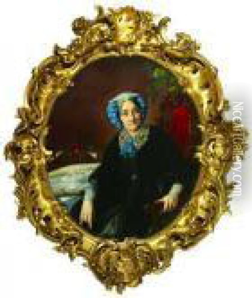 A Portrait Of Mother Oil Painting - Sergej K. Sarjanko