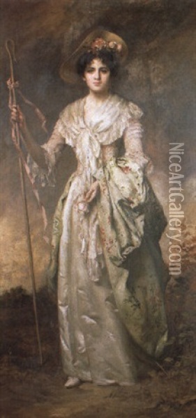 Shepherdess Oil Painting - Thomas Benjamin Kennington