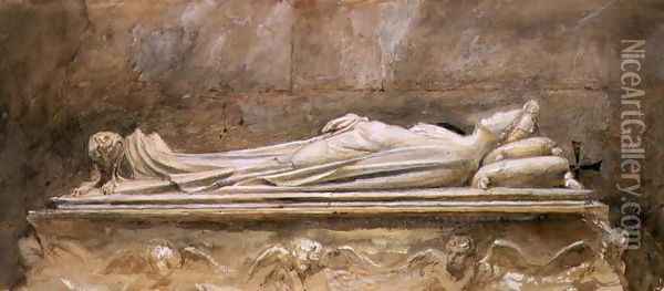 The Tomb of Ilaria del Carretto Guinigi, Lucca Cathedral Oil Painting - John Ruskin