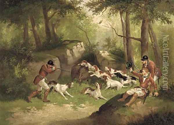 The boar hunt Oil Painting - Edward Benjamin Herberte