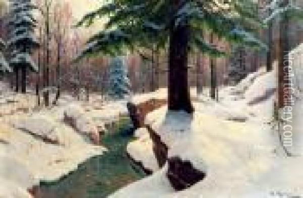 A Forest In Winter Oil Painting - Walter Moras