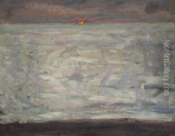 Solnedgang Over Havet Oil Painting - Richard Bergh