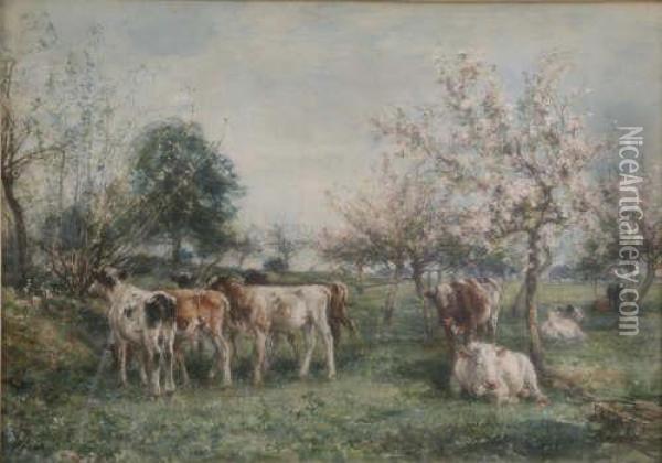'spring' Signed And Dated '83 17.5 X 25in Oil Painting - William Mark Fisher