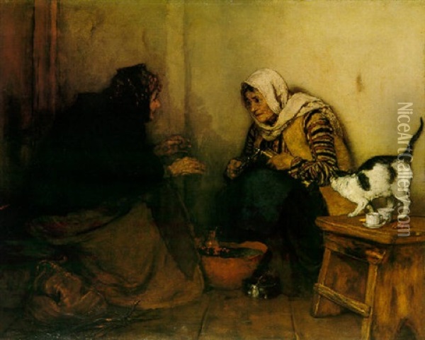 The Gossips Oil Painting - Nikolaus Gysis