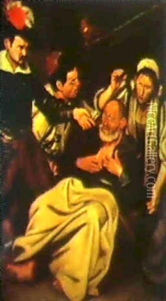 An Old Man Being Mocked Oil Painting -  Caravaggio