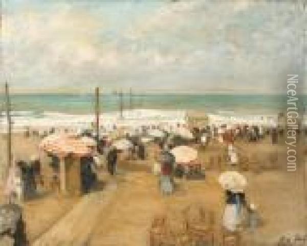 At The Beach Oil Painting - Jacques-Emile Blanche