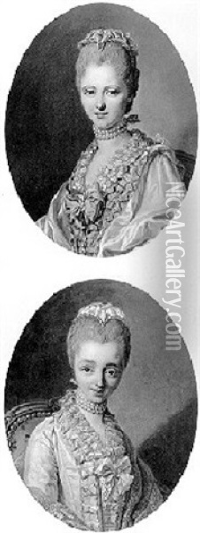 Portraits Of Elegant Ladies Oil Painting - Louis Michel van Loo