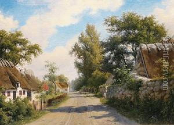 A View Of A Street In Kragholme Oil Painting - Axel Thorsen Schovelin