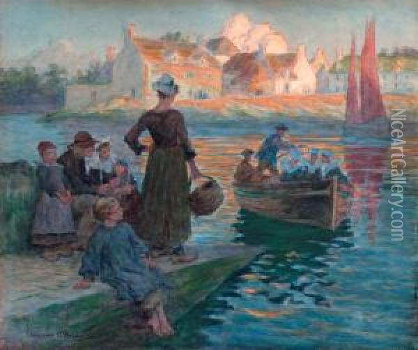 Ferry Concarneau Oil Painting - Aloysius C. O'Kelly