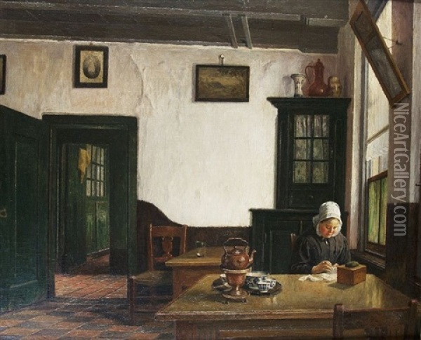 Am Fenster Oil Painting - Henrik Nordenberg
