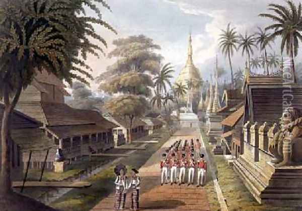 The Principal Approach to the Great Dagon Pagoda at Rangoon Oil Painting - Joseph Moore