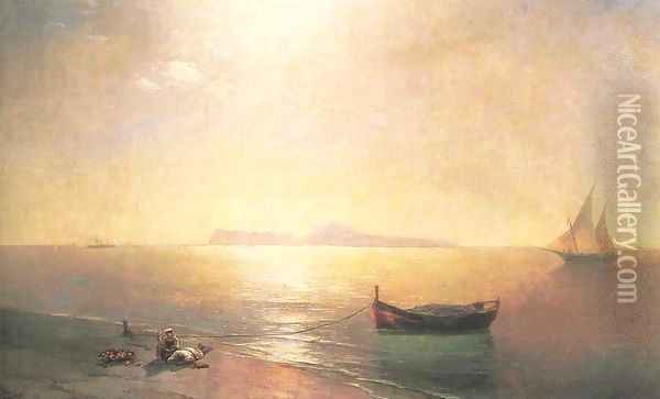 Calm on the Mediterranean Sea Oil Painting - Ivan Konstantinovich Aivazovsky
