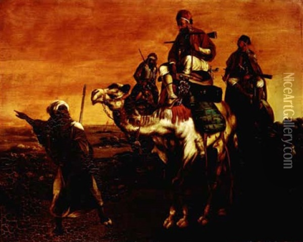 Araber Hoch Zu Kamel Oil Painting - Johann Heinrich Stobwasser