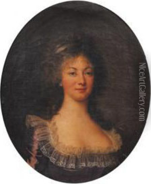 Portrait De Madame Diana Sur Sa Toile D'origine Oil Painting - Adolf Ulrik Wertmuller
