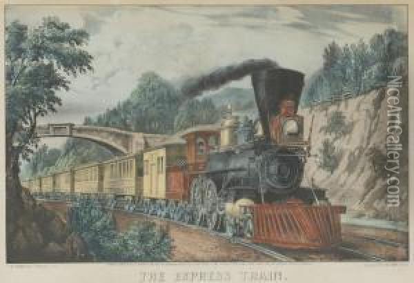 The Express Train Oil Painting - Currier & Ives Publishers