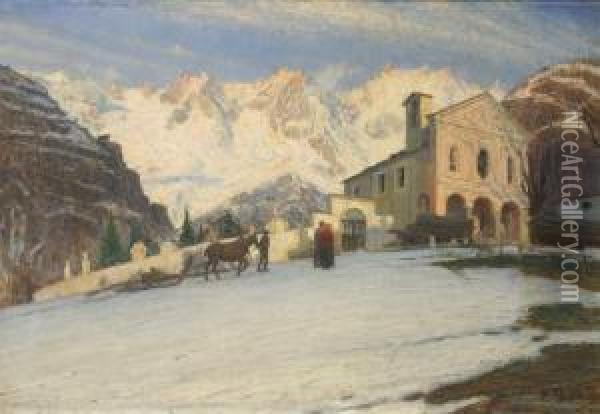 Paesaggio Invernale Oil Painting - Mario Bertola