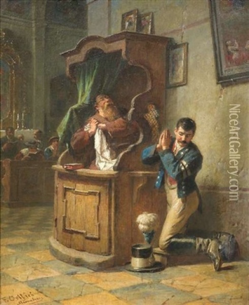 Die Beichte Des Postillons Oil Painting - Friedrich Ortlieb