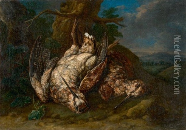 Deux Perdrix Dans Un Paysage Oil Painting - Angelo Maria (Crivellone) Crivelli