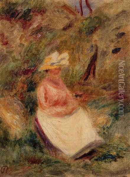 Young Girl In The Woods Oil Painting - Pierre Auguste Renoir