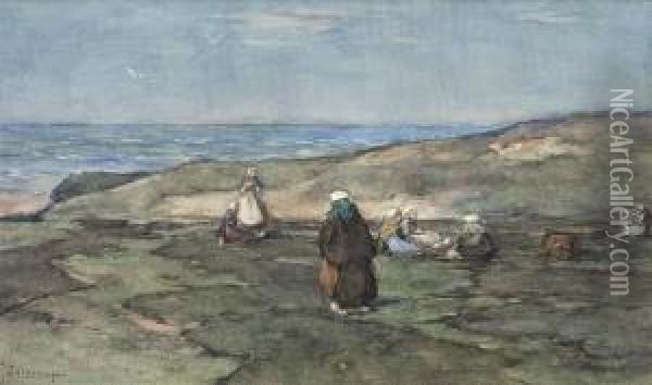 Fischerfrauen An Derkuste Oil Painting - Johannes Evert Akkeringa