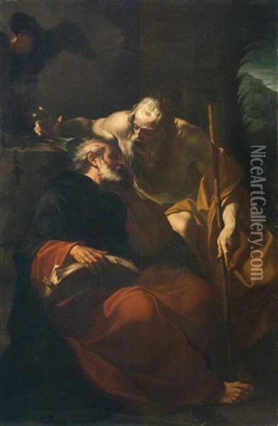 San Benedetto E Un Eremita Oil Painting - Domenico Maria Viani