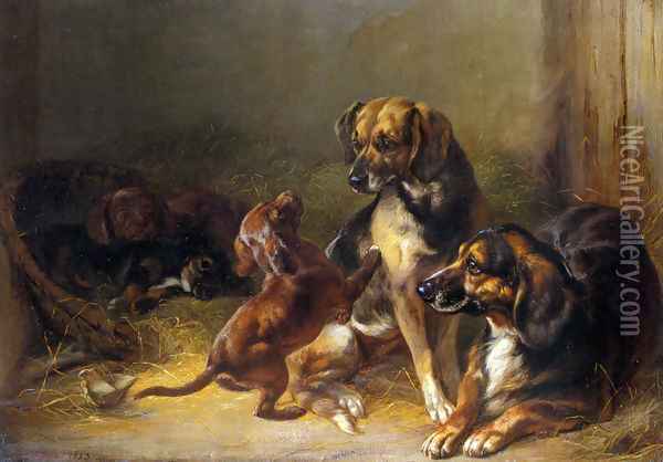 Dogs and Whelps Oil Painting - Benno Adam