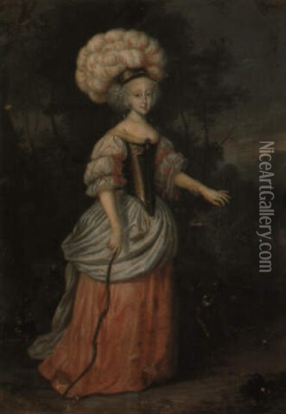 Portrait Of A Lady As Diana Oil Painting - Claude Deruet