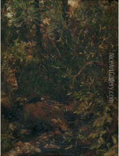 Le Sous-bois Oil Painting - Auguste Charles De La Berge