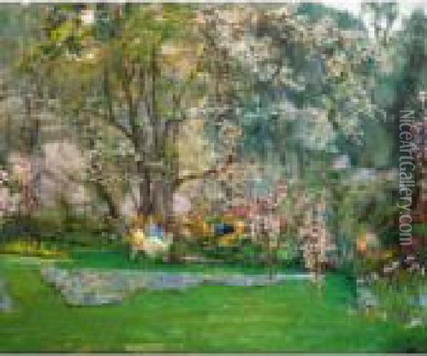 Spring In A Riviera Garden Oil Painting - John Lavery