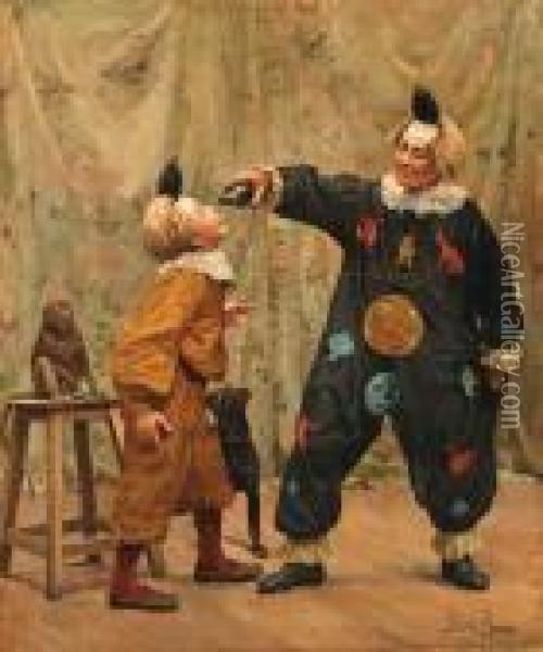 At The Circus Oil Painting - Paul Charles Chocarne-Moreau